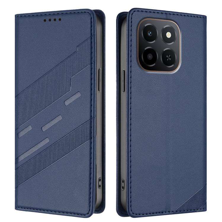 For Honor X6c Embossed Multi-functional Wallet Retro Leather Phone Case(Dark Blue)