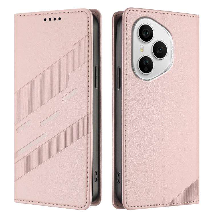 For Honor 400 Pro Global 160.8mm Embossed Multi-functional Wallet Retro Leather Phone Case(Pink)
