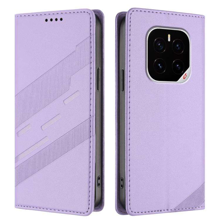 For Honor GT Pro Embossed Multi-functional Wallet Retro Leather Phone Case(Light Purple)