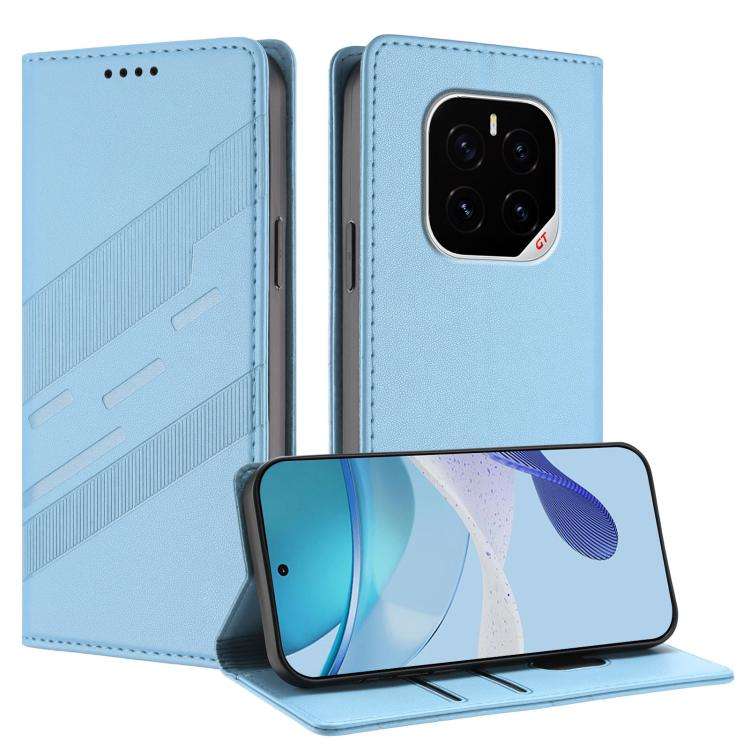 For Honor GT Pro Embossed Multi-functional Wallet Retro Leather Phone Case(Light Blue)