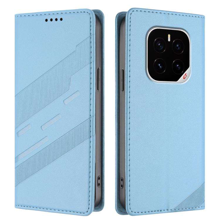 For Honor GT Pro Embossed Multi-functional Wallet Retro Leather Phone Case(Light Blue)