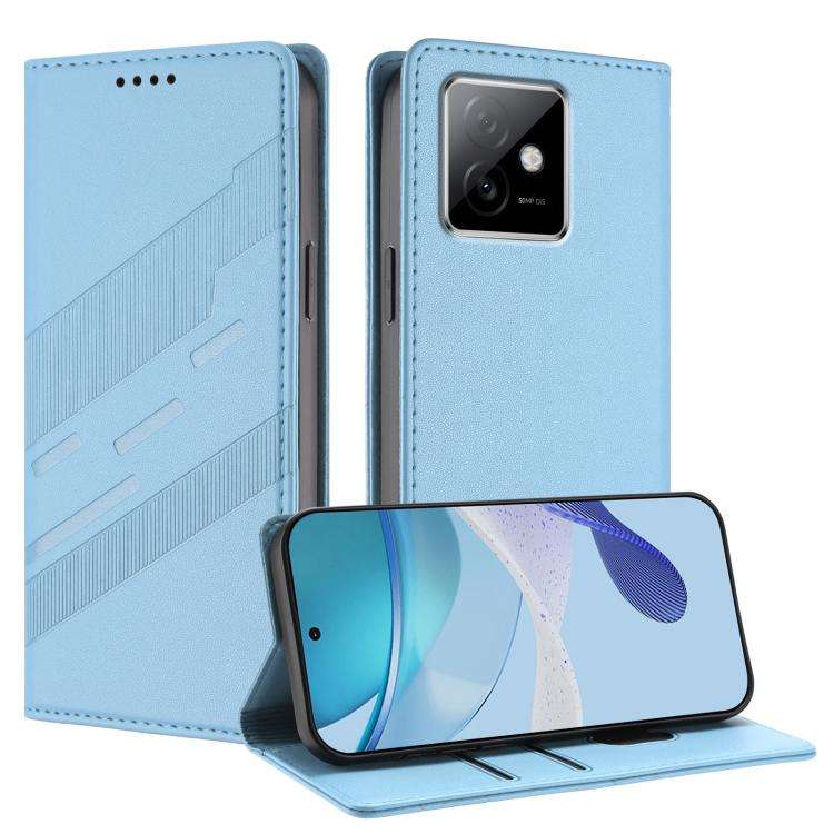 For Honor X60 GT Embossed Multi-functional Wallet Retro Leather Phone Case(Light Blue)