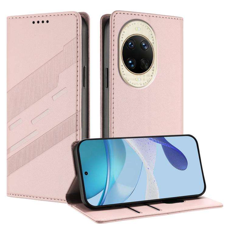 For Huawei nova 14 Embossed Multi-functional Wallet Retro Leather Phone Case(Pink)