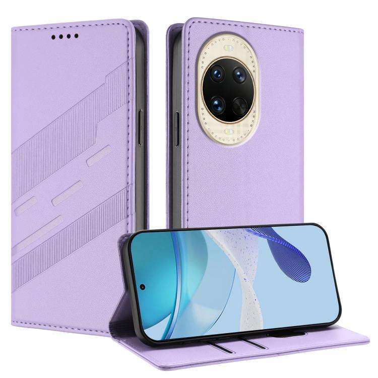 For Huawei nova 14 Embossed Multi-functional Wallet Retro Leather Phone Case(Light Purple)