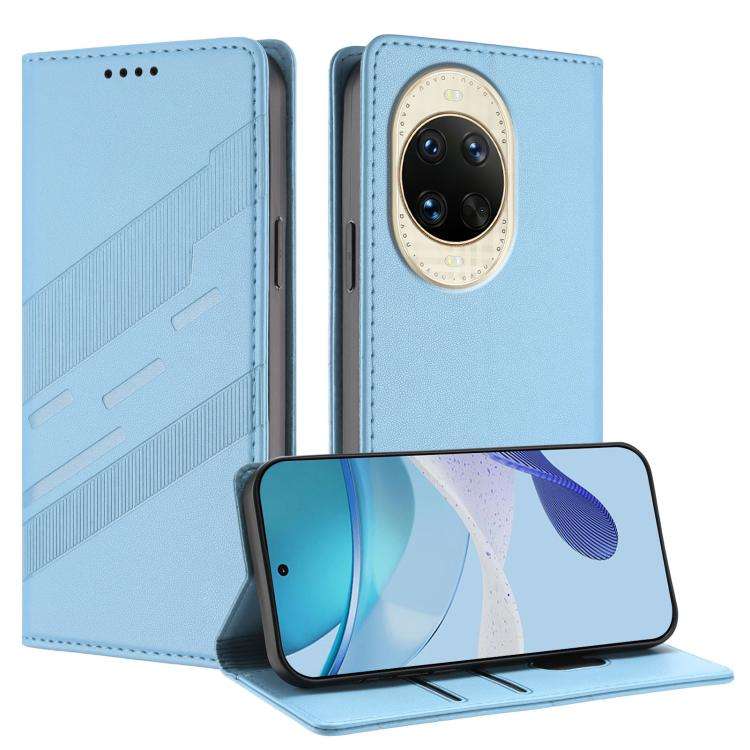 For Huawei nova 14 Embossed Multi-functional Wallet Retro Leather Phone Case(Light Blue)