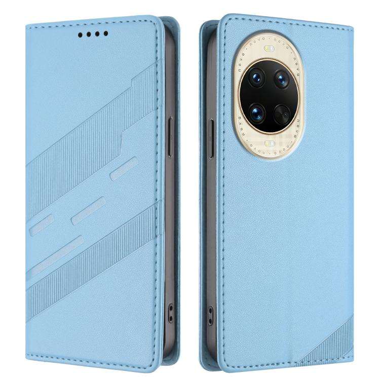 For Huawei nova 14 Embossed Multi-functional Wallet Retro Leather Phone Case(Light Blue)