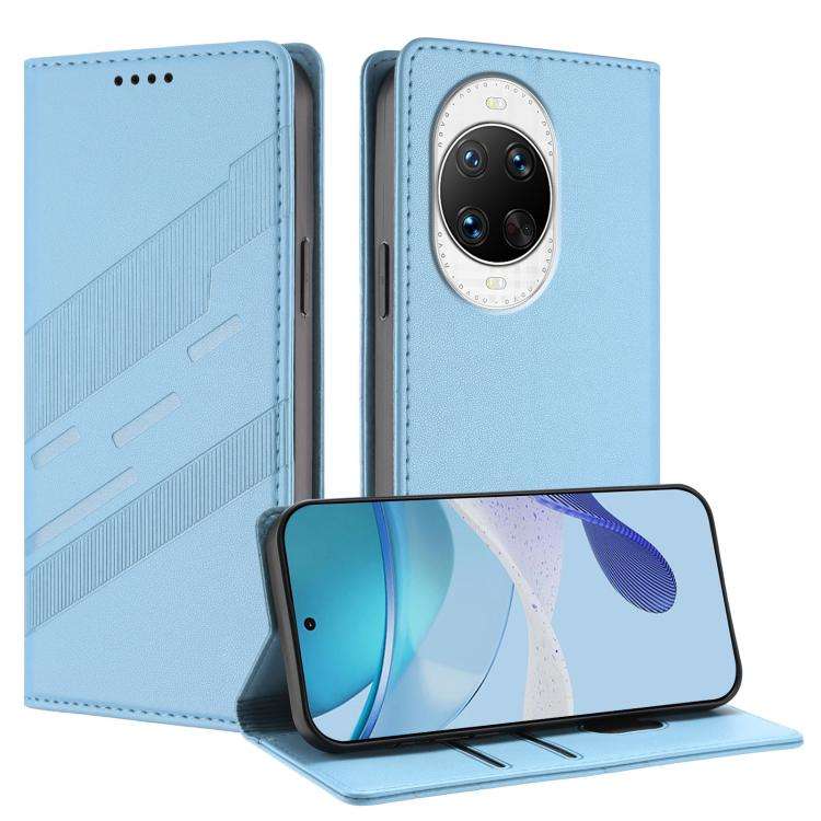 For Huawei nova 14 Ultra Embossed Multi-functional Wallet Retro Leather Phone Case(Light Blue)