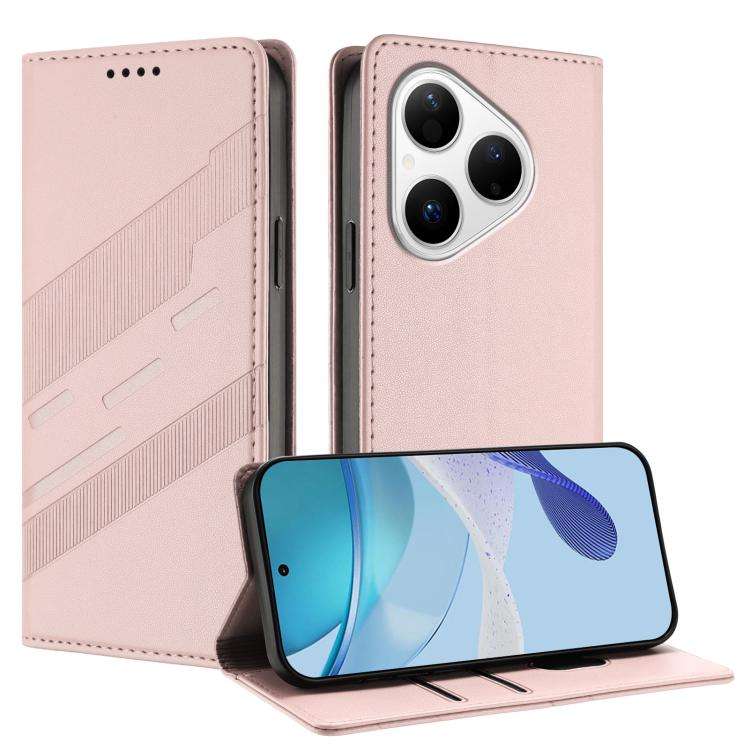 For Huawei Pura 80 Embossed Multi-functional Wallet Retro Leather Phone Case(Pink)
