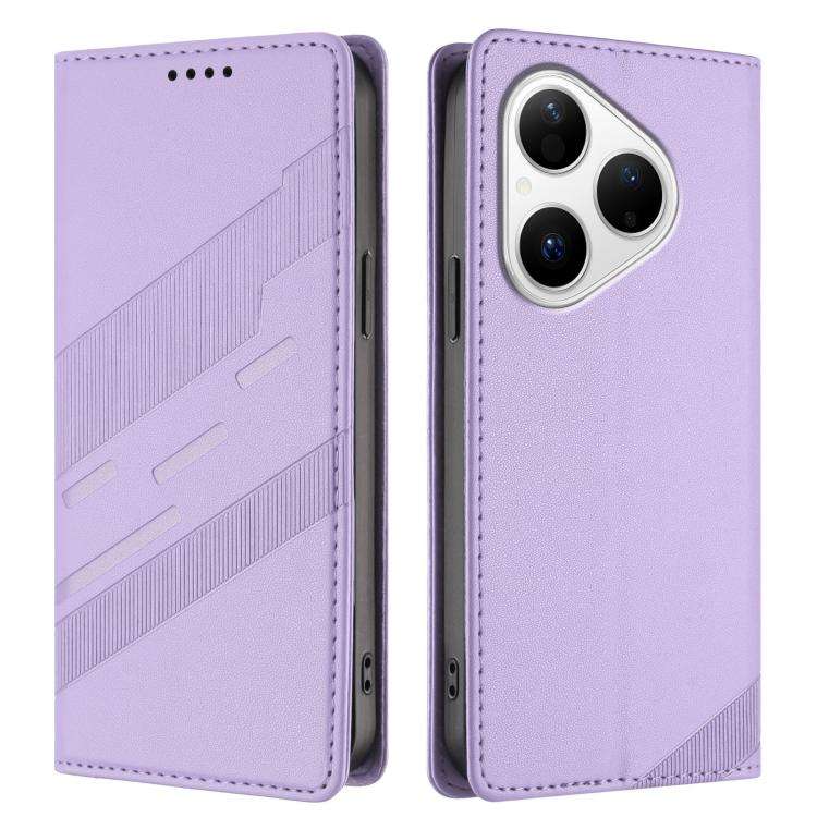 For Huawei Pura 80 Embossed Multi-functional Wallet Retro Leather Phone Case(Light Purple)