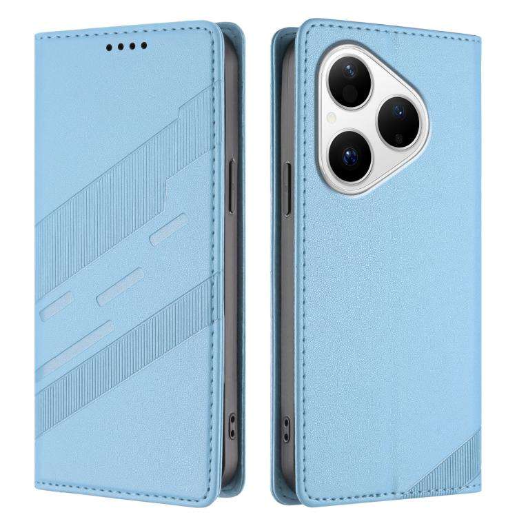 For Huawei Pura 80 Embossed Multi-functional Wallet Retro Leather Phone Case(Light Blue)