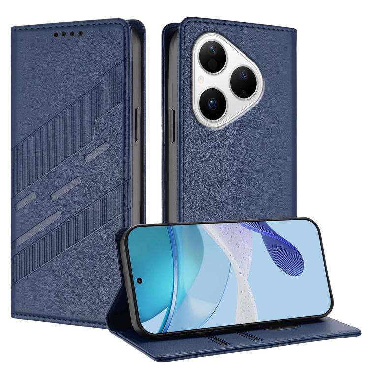 For Huawei Pura 80 Embossed Multi-functional Wallet Retro Leather Phone Case(Dark Blue)