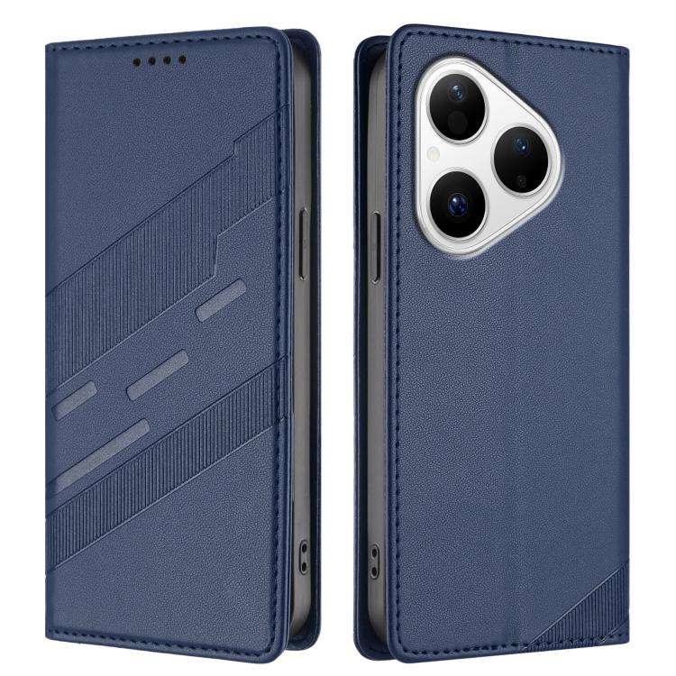 For Huawei Pura 80 Embossed Multi-functional Wallet Retro Leather Phone Case(Dark Blue)