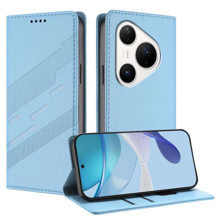 For Huawei Pura 80 Pro Embossed Multi-functional Wallet Retro Leather Phone Case(Light Blue)