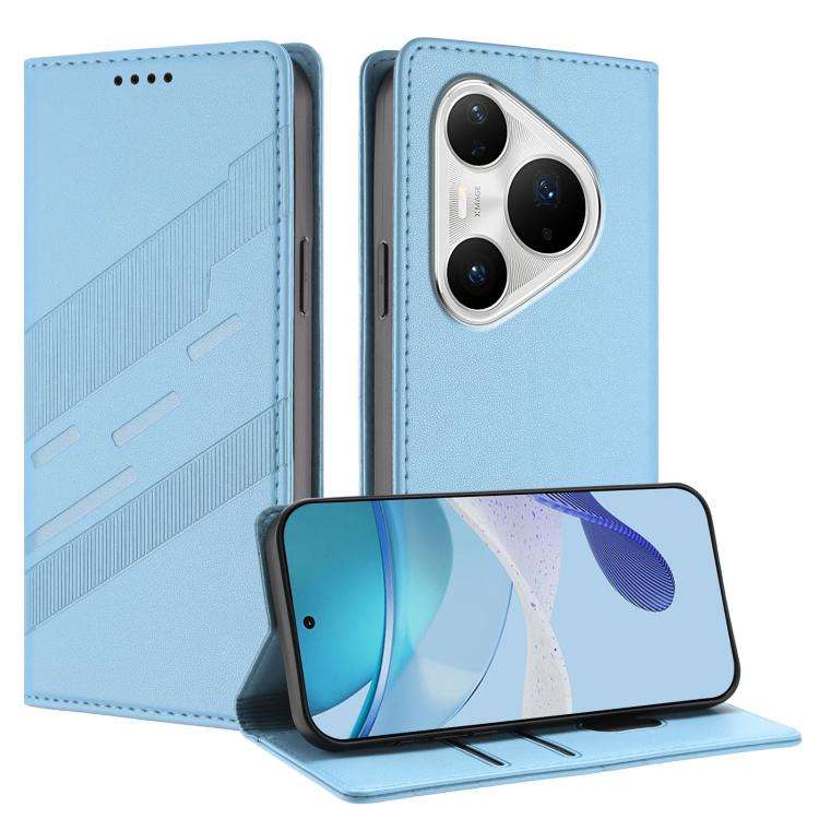 For Huawei Pura 80 Pro+ Embossed Multi-functional Wallet Retro Leather Phone Case(Light Blue)