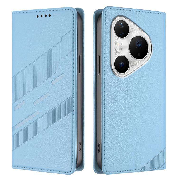 For Huawei Pura 80 Pro+ Embossed Multi-functional Wallet Retro Leather Phone Case(Light Blue)