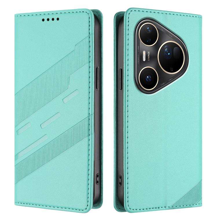 For Huawei Pura 80 Pro Ultra Embossed Multi-functional Wallet Retro Leather Phone Case(Mint Green)