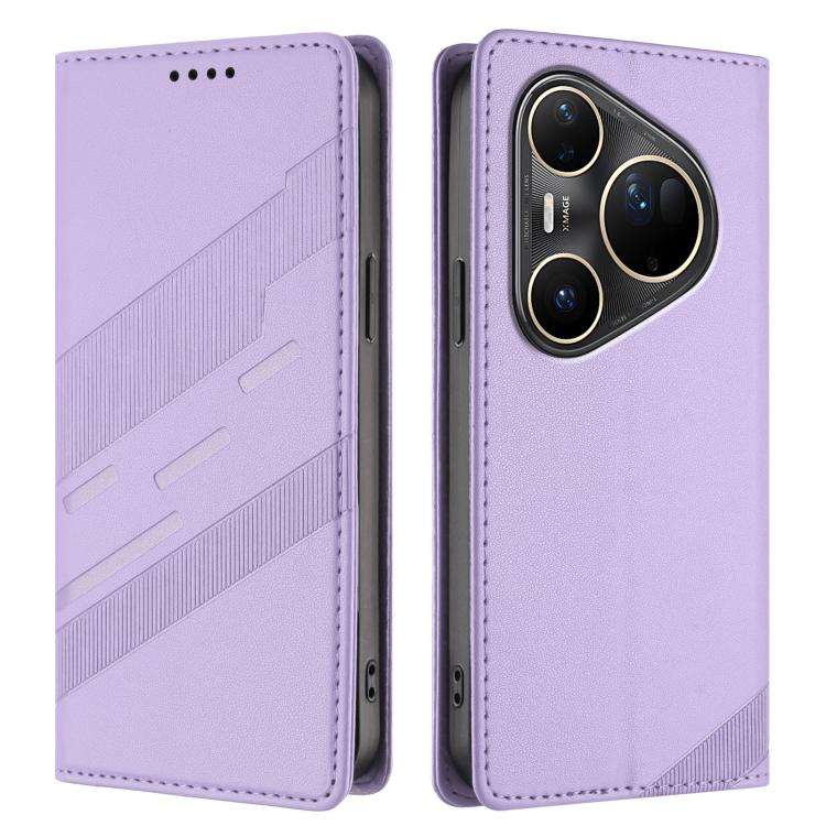 For Huawei Pura 80 Pro Ultra Embossed Multi-functional Wallet Retro Leather Phone Case(Light Purple)