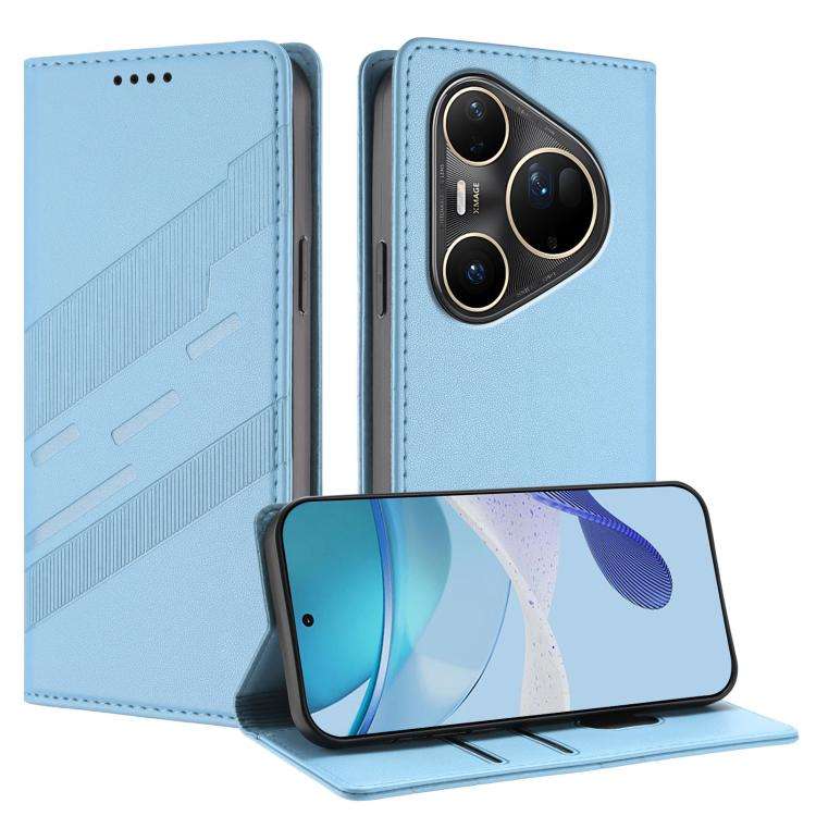 For Huawei Pura 80 Pro Ultra Embossed Multi-functional Wallet Retro Leather Phone Case(Light Blue)