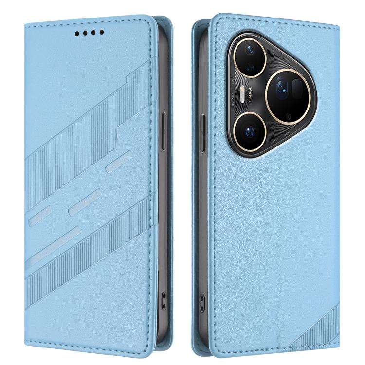 For Huawei Pura 80 Pro Ultra Embossed Multi-functional Wallet Retro Leather Phone Case(Light Blue)