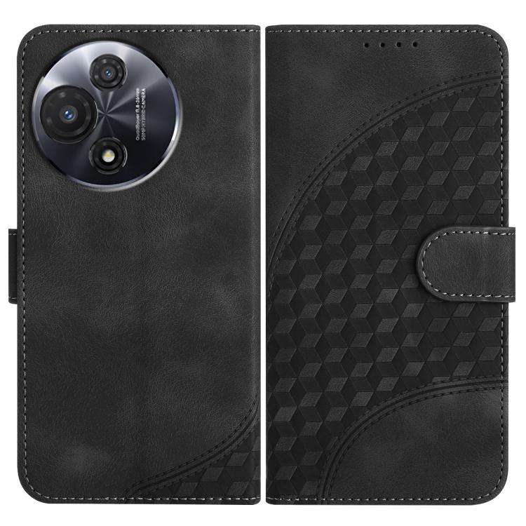 For TCL 60R 5G YX0060 Elephant Head Embossed Phone Leather Case with Lanyard(Black)
