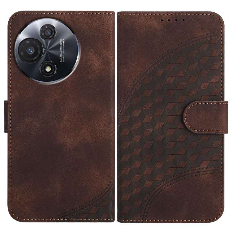 For TCL 60R 5G YX0060 Elephant Head Embossed Phone Leather Case with Lanyard(Coffee)