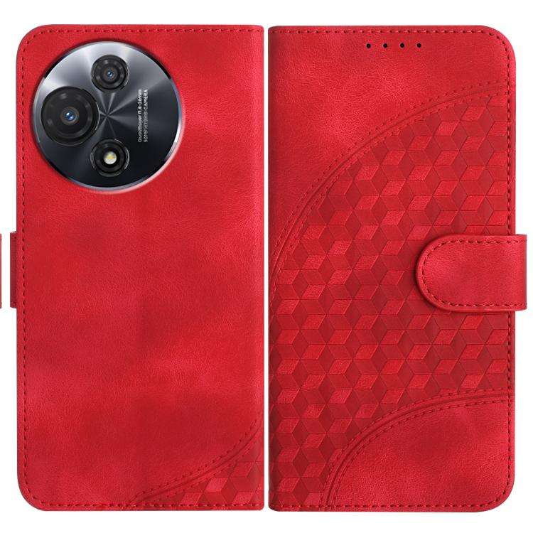 For TCL 60R 5G YX0060 Elephant Head Embossed Phone Leather Case with Lanyard(Red)