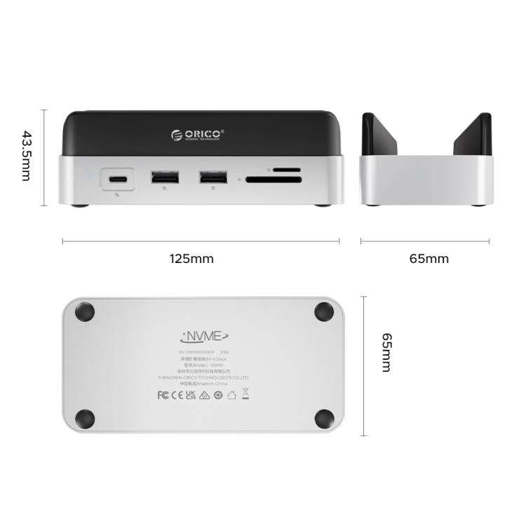 ORICO VSP10 Mini Dock Desktop Storage Expansion Multi-function Holder for Mac Mini 2024, Memory C...