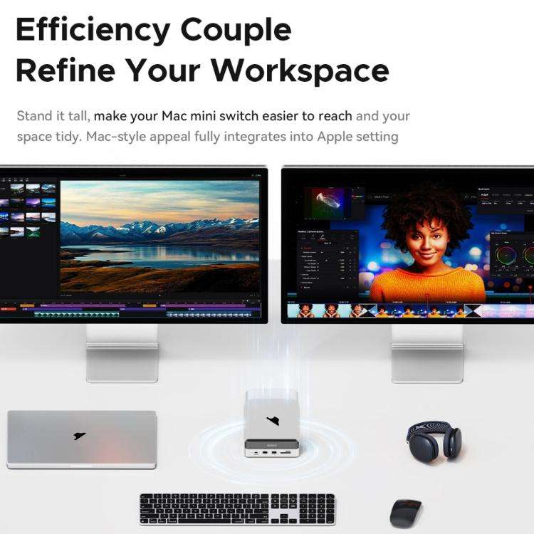 ORICO VSP10 Mini Dock Desktop Storage Expansion Multi-function Holder for Mac Mini 2024, Memory C...
