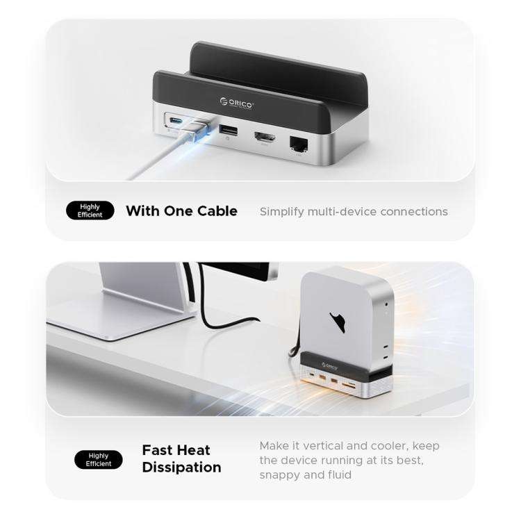 ORICO VSP10 Mini Dock Desktop Storage Expansion Multi-function Holder for Mac Mini 2024, Memory C...