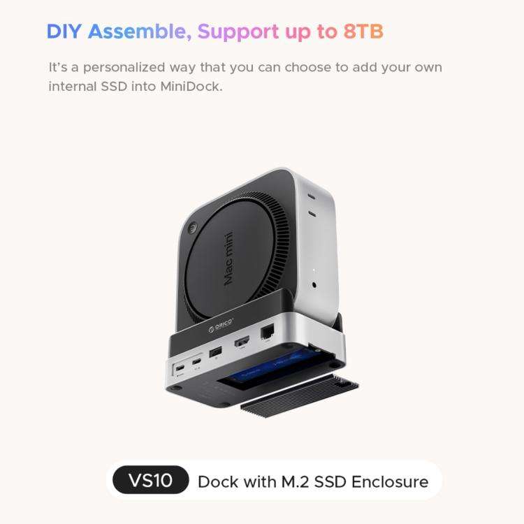 ORICO VS10 Mini Dock Desktop Expansion Multi-function Holder for Mac Mini 2024, without Memory(Si...