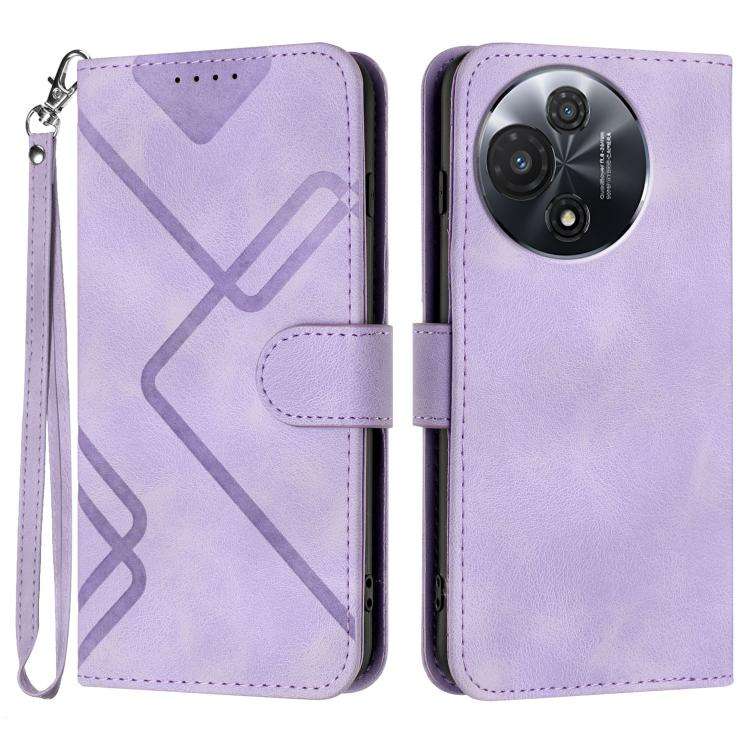 For TCL 60R 5G Line Pattern Skin Feel Leather Phone Case(Light Purple)