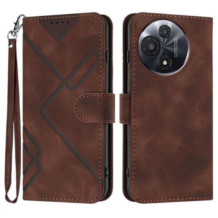 For TCL 60R 5G Line Pattern Skin Feel Leather Phone Case(Coffee)