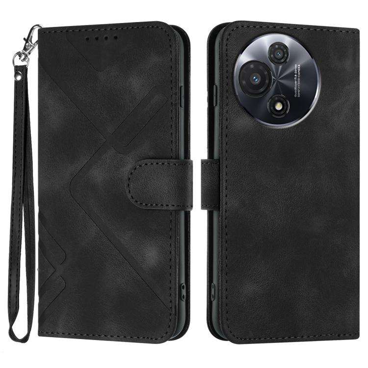 For TCL 60R 5G Line Pattern Skin Feel Leather Phone Case(Black)