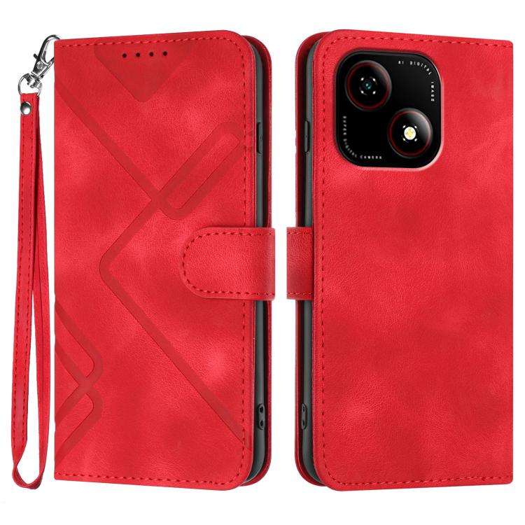 For ZTE Blade A35e 4G Line Pattern Skin Feel Leather Phone Case(Red)
