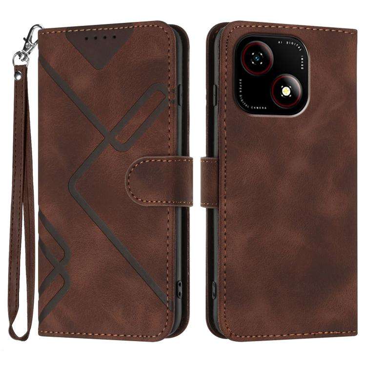 For ZTE Blade A35e 4G Line Pattern Skin Feel Leather Phone Case(Coffee)