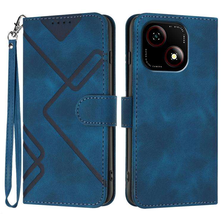 For ZTE Blade A35e 4G Line Pattern Skin Feel Leather Phone Case(Royal Blue)