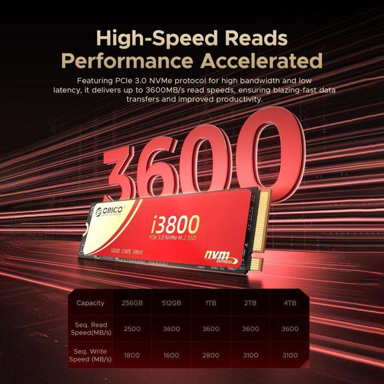 ORICO-i3800 M.2 NVME 2280 SSD, Memory:2TB