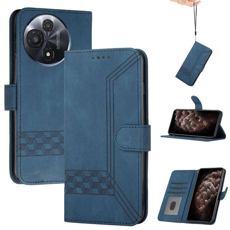For TCL 60R 5G Cubic Skin Feel Flip Leather Phone Case(Blue)