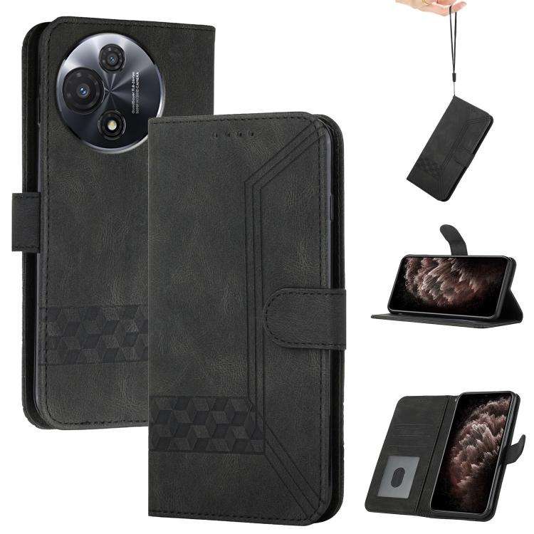 For TCL 60R 5G Cubic Skin Feel Flip Leather Phone Case(Black)