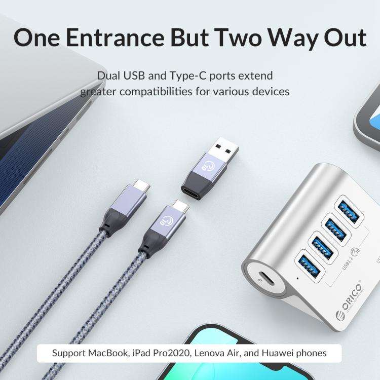 ORICO M3CU2-G2 4 in 1 Type-C to Dual USB and Dual Type-C Port Docking Hub(Silver)
