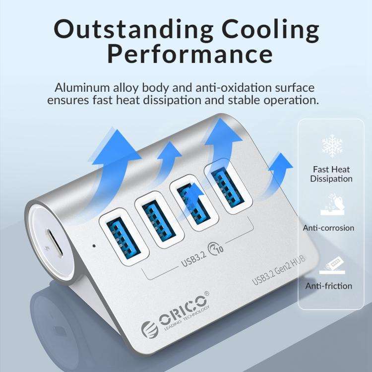 ORICO M3CU2-G2 4 in 1 Type-C to Dual USB and Dual Type-C Port Docking Hub(Silver)
