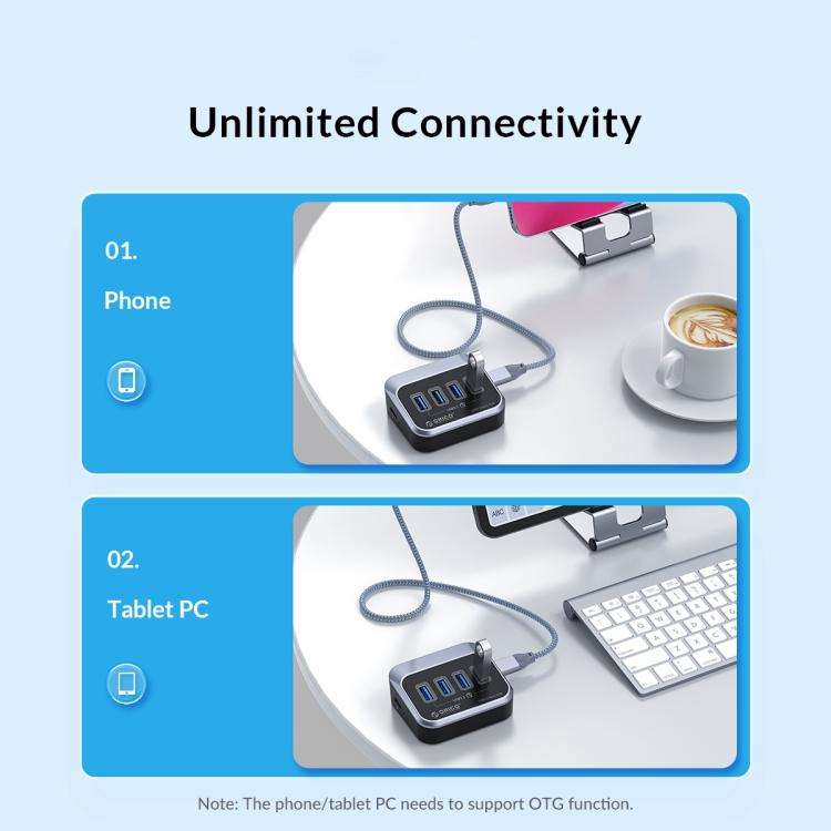 ORICO M3U3-4A 4 in 1 Type-C to USB 3.2 Docking Hub(Black)