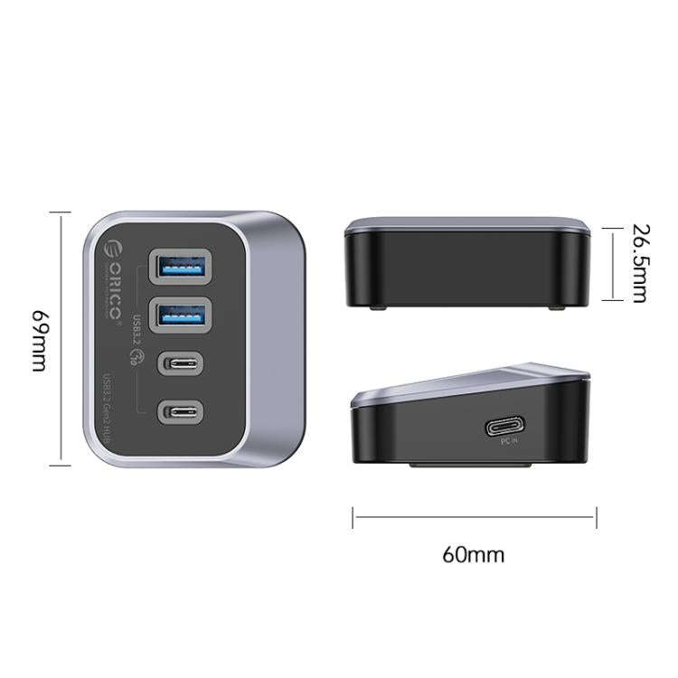ORICO M32A2C-G2 4 in 1 Type-C to Dual Type-C and Dual USB3.2 Docking Hub(Black)