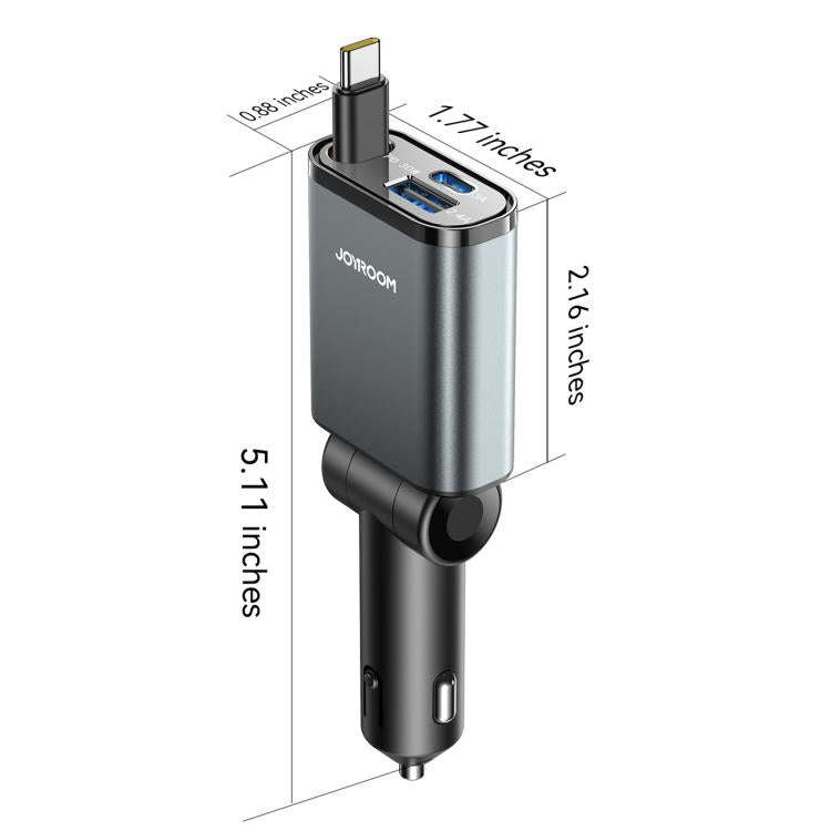 JOYROOM JR-CCL07 3 in 1 Retractable Car Charger(Dark Gray)
