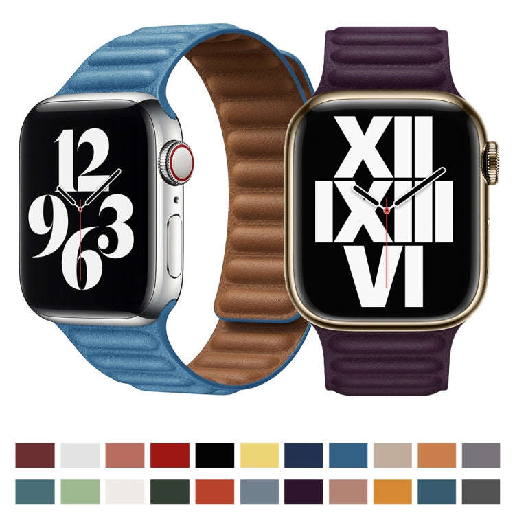 For Apple Watch Series 7 41mm / 6 & SE & 5 & 4 40mm / 3 & 2 & 1 38mm Leather Watch Band(Blue)