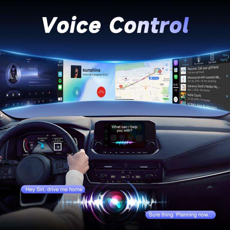 USB Wired to Wireless Car CarPlay Box Adapter, with Type-C Adapter(Black)