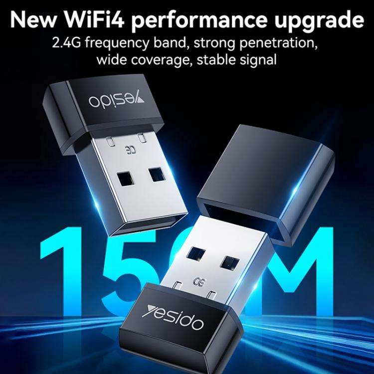 Yesido WP10 WiFi Wireless Dongle 150Mbps High Speed USB Wireless Adapter(Black)
