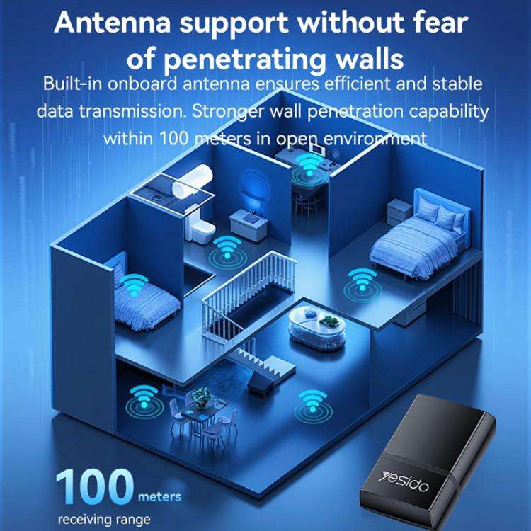 Yesido WP10 WiFi Wireless Dongle 150Mbps High Speed USB Wireless Adapter(Black)