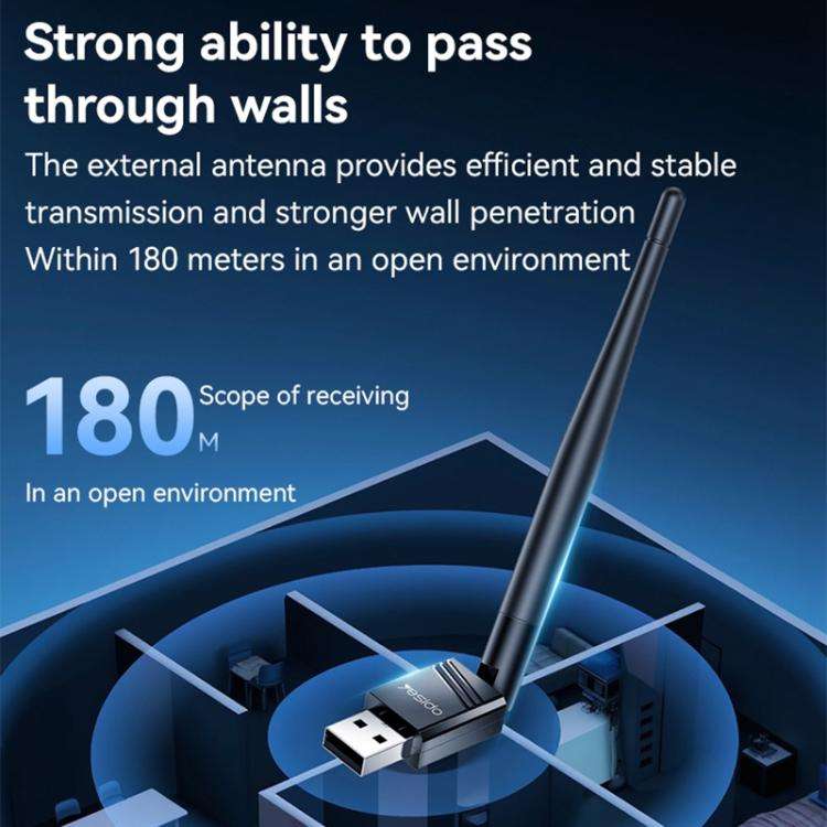 Yesido WP11 WiFi4 Wireless Dongle 150Mbps High Speed USB Adapter with External Antenna(Black)