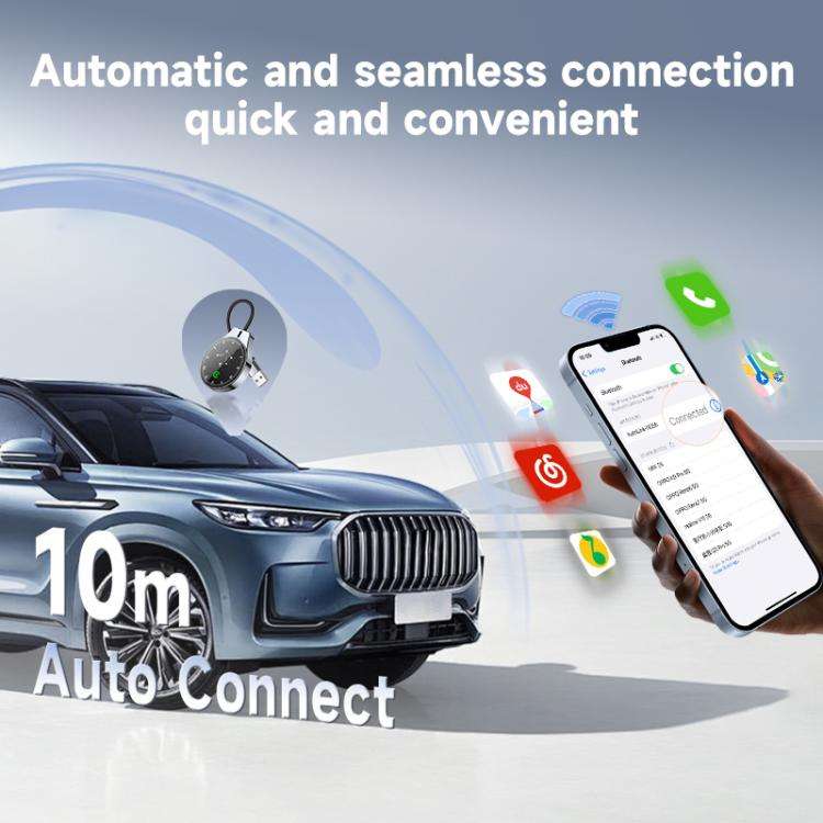 USB Wired to Wireless Car CarPlay Box Adapter, with Type-C Adapter(Black)